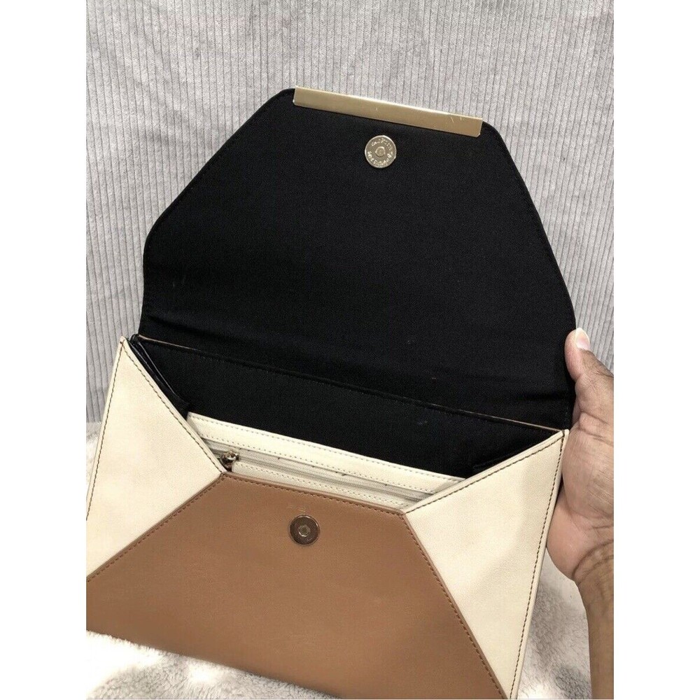 Express Envelope Clutch Purse Colorblock Black Brown Beige Church Party - Picture 9 of 13